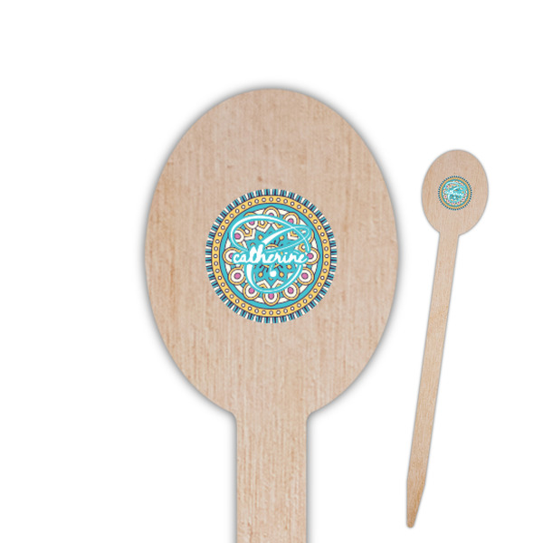 Custom Bohemian Art Oval Wooden Food Picks (Personalized)