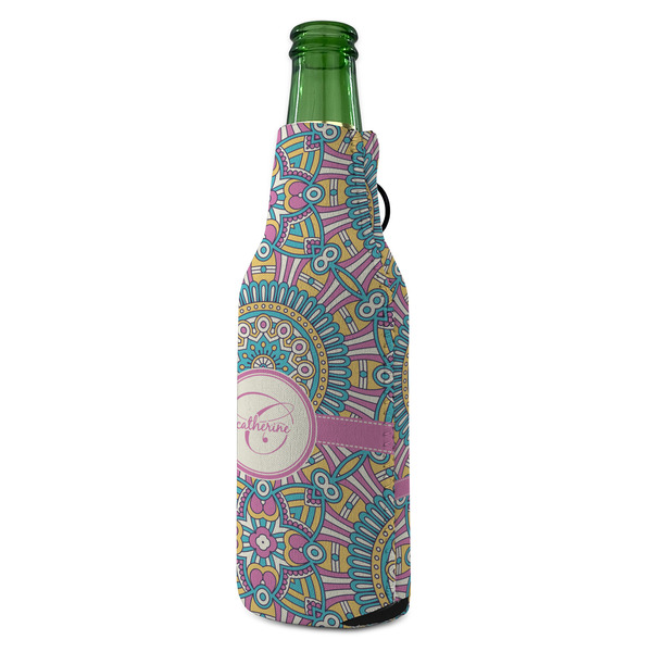 Bohemian Art Zipper Bottle Cooler - ANGLE (bottle)