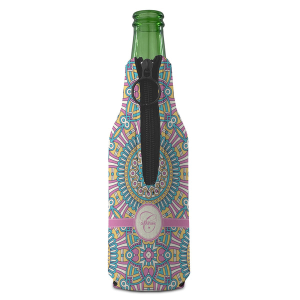 Bohemian Art Zipper Bottle Cooler - BACK (bottle)