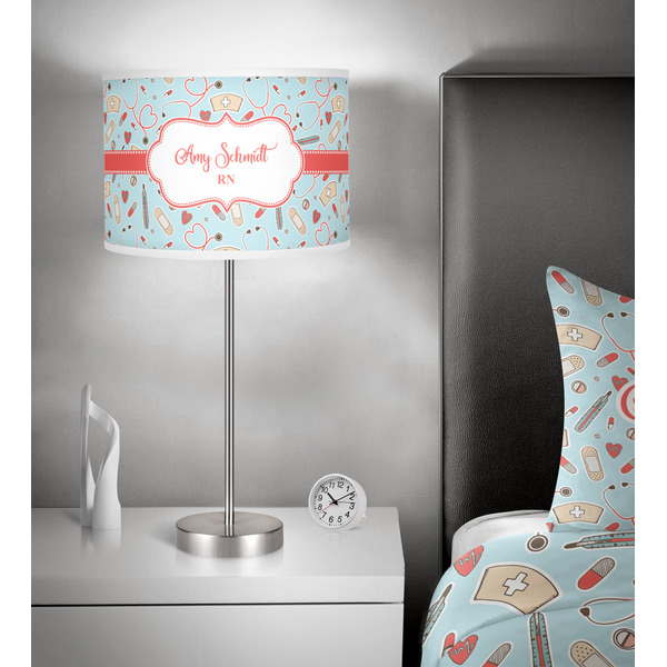 Nurse 13 inch drum lamp shade - in room