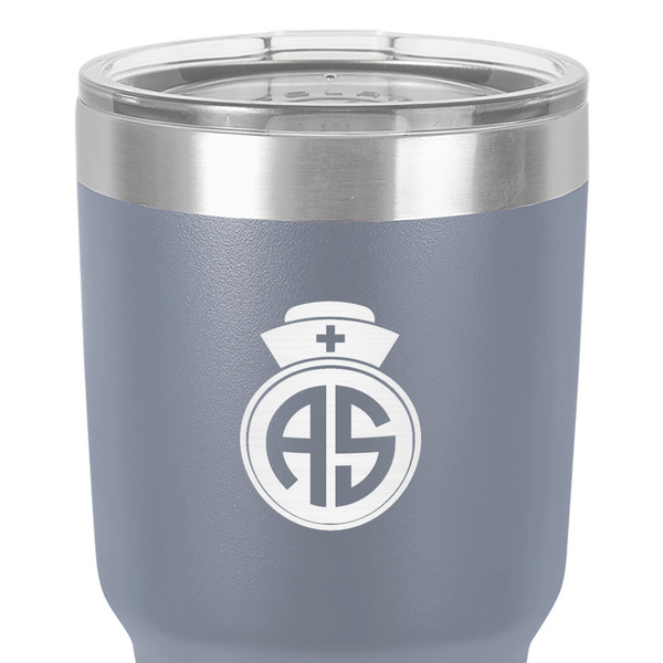 Nurse 30 oz Stainless Steel Ringneck Tumbler - Grey - Close Up