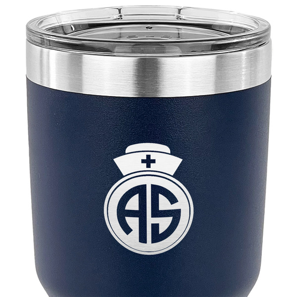 Nurse 30 oz Stainless Steel Ringneck Tumbler - Navy - CLOSE UP