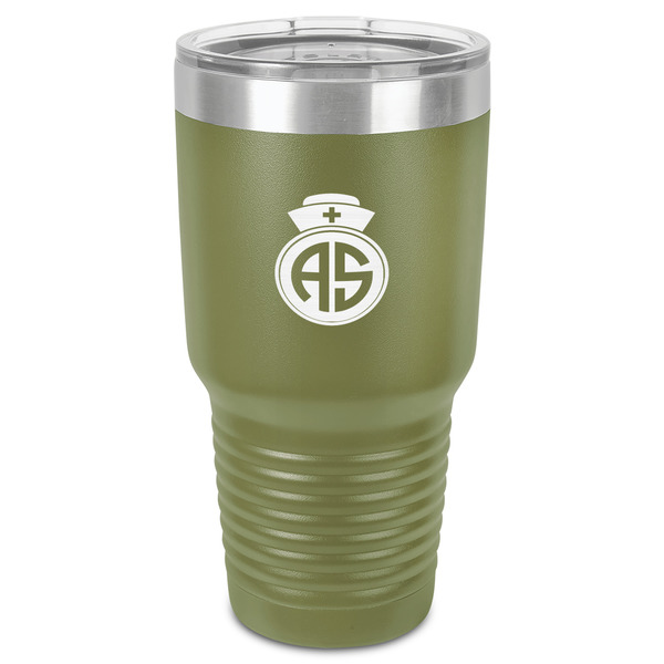 Nurse 30 oz Stainless Steel Ringneck Tumbler - Olive - Front