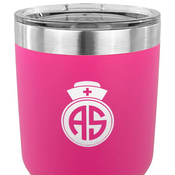 Nurse 30 oz Stainless Steel Ringneck Tumbler - Pink - CLOSE UP