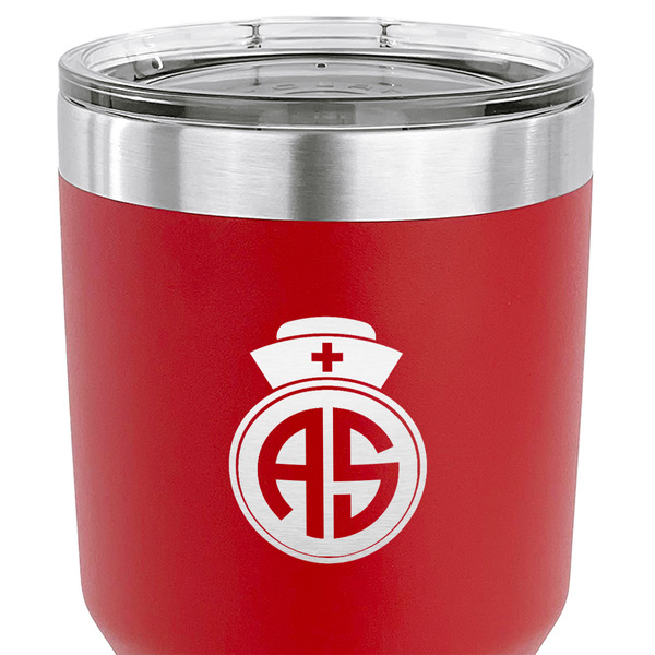 Nurse 30 oz Stainless Steel Ringneck Tumbler - Red - CLOSE UP
