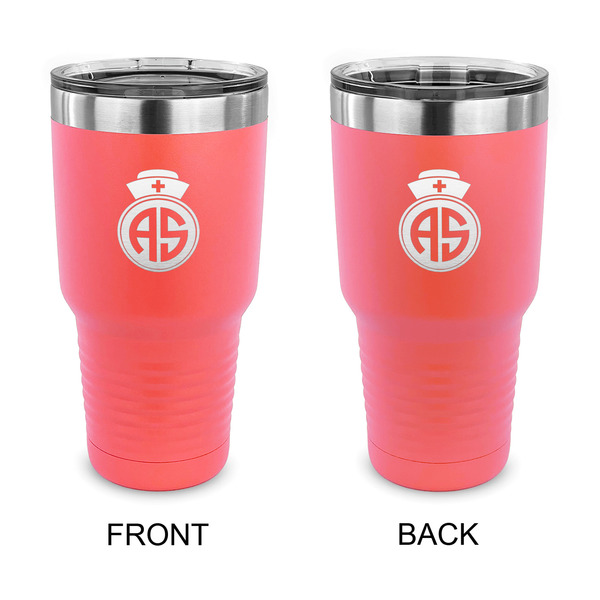 Custom Nurse 30 oz Stainless Steel Tumbler - Coral - Double Sided (Personalized)