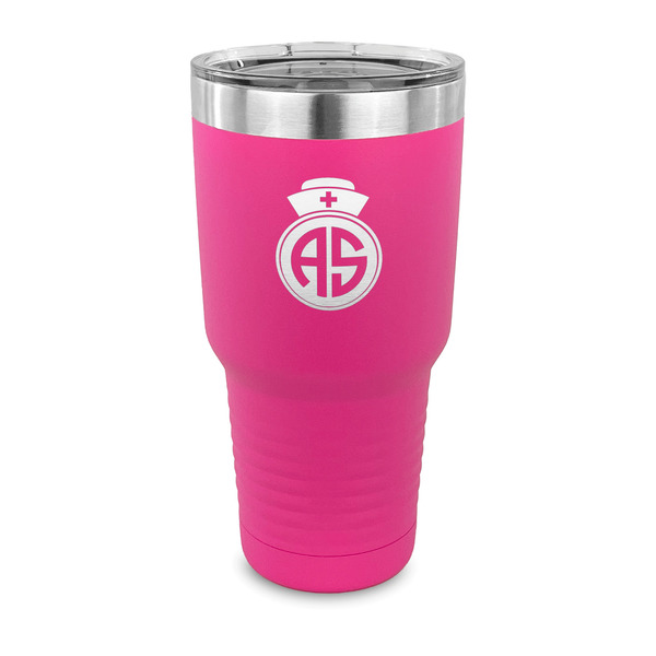 Nurse 30 oz Stainless Steel Ringneck Tumblers - Pink - FRONT