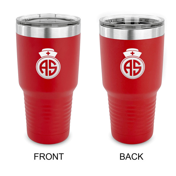 Custom Nurse 30 oz Stainless Steel Tumbler - Red - Double Sided (Personalized)