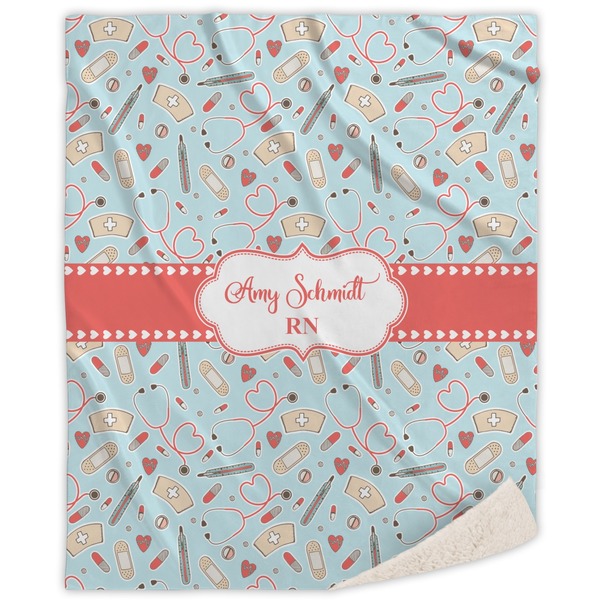 Custom Nurse Sherpa Throw Blanket (Personalized)