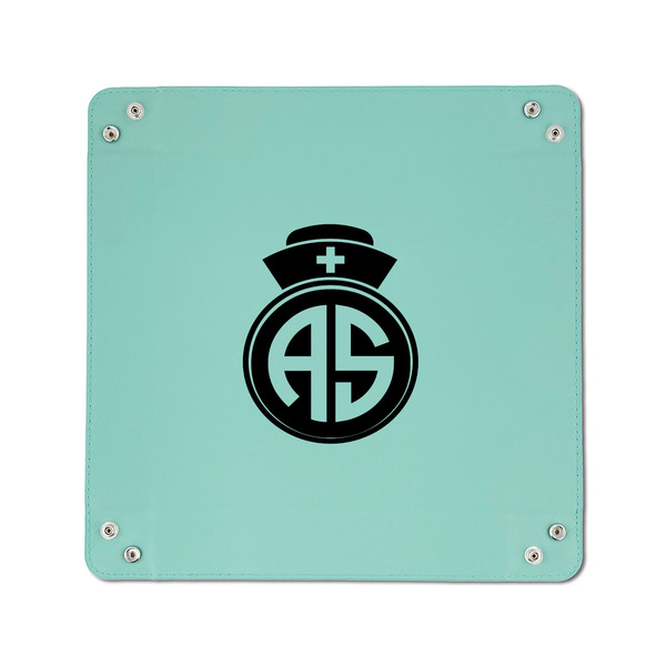 Nurse 6" x 6" Teal Leatherette Snap Up Tray - APPROVAL
