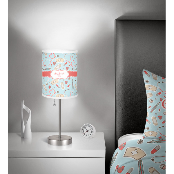 Nurse 7 inch drum lamp shade - in room