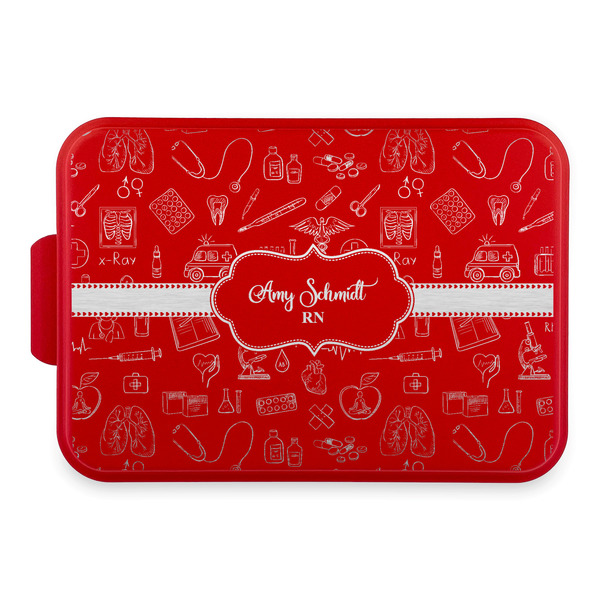 Custom Nurse Aluminum Baking Pan with Red Lid (Personalized)