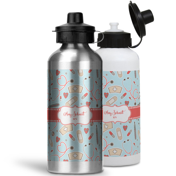 Nurse Aluminum Water Bottles - MAIN (white &silver)