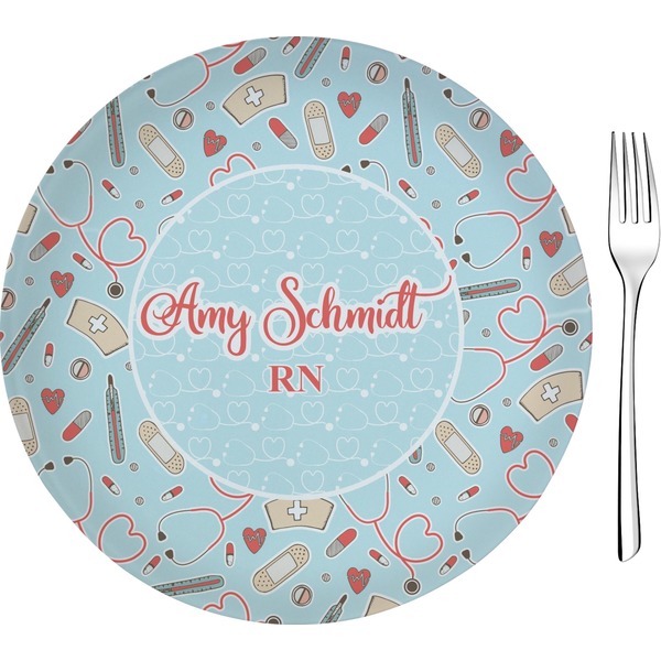 Custom Nurse Glass Appetizer / Dessert Plate 8" (Personalized)