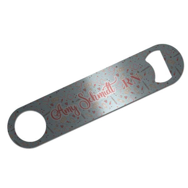 Custom Nurse Bar Bottle Opener - Silver w/ Name or Text