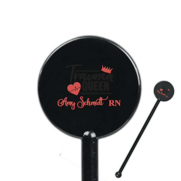 Custom Nurse 5.5" Round Plastic Stir Sticks - Black - Single Sided (Personalized)