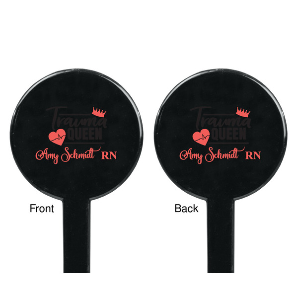 Nurse Black Plastic 7" Stir Stick - Double Sided - Round - Front & Back