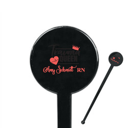 Nurse 7" Round Plastic Stir Sticks - Black - Double Sided (Personalized)