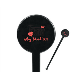 Nurse 7" Round Plastic Stir Sticks - Black - Single Sided (Personalized)