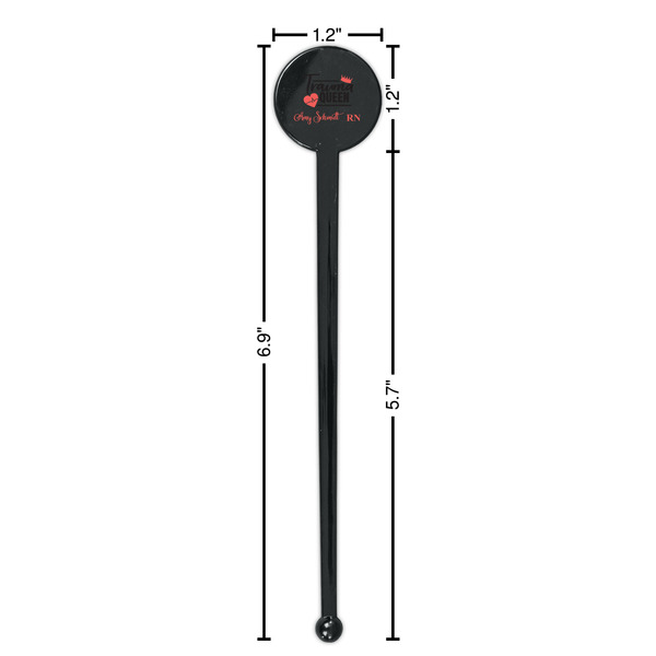 Nurse Black Plastic 7" Stir Stick - Round - Dimensions