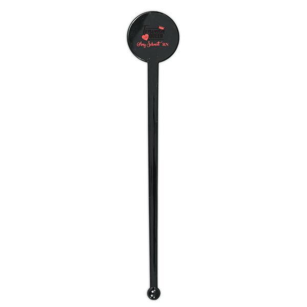 Nurse Black Plastic 7" Stir Stick - Round - Single Stick