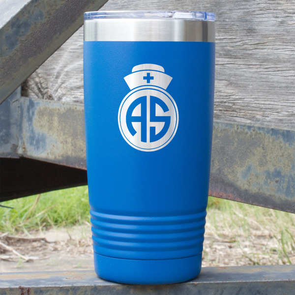 Custom Nurse 20 oz Stainless Steel Tumbler - Royal Blue - Double Sided (Personalized)