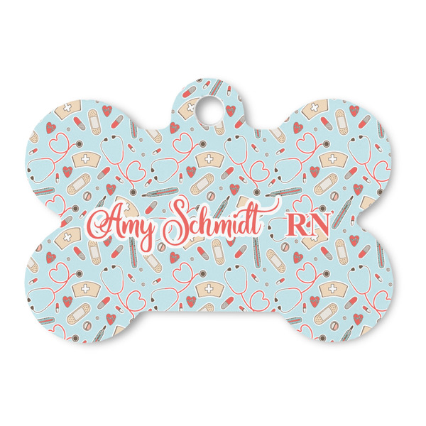 Custom Nurse Bone Shaped Dog ID Tag (Personalized)