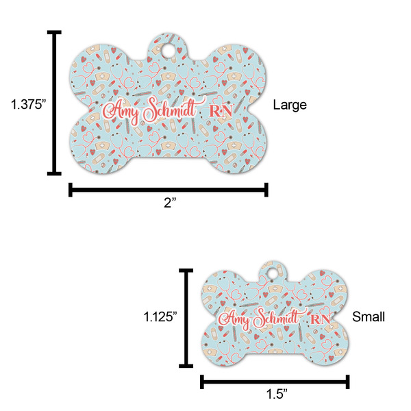 Nurse Bone Shaped Dog ID Tag - Large - Scale