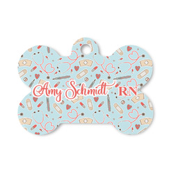 Nurse Bone Shaped Dog ID Tag - Small (Personalized)