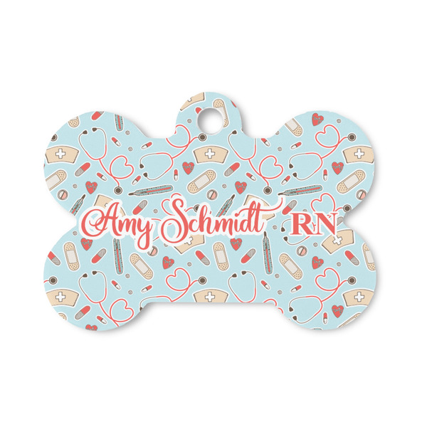 Custom Nurse Bone Shaped Dog ID Tag - Small (Personalized)