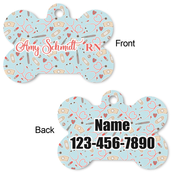 Nurse Bone Shaped Dog Tag - Front & Back