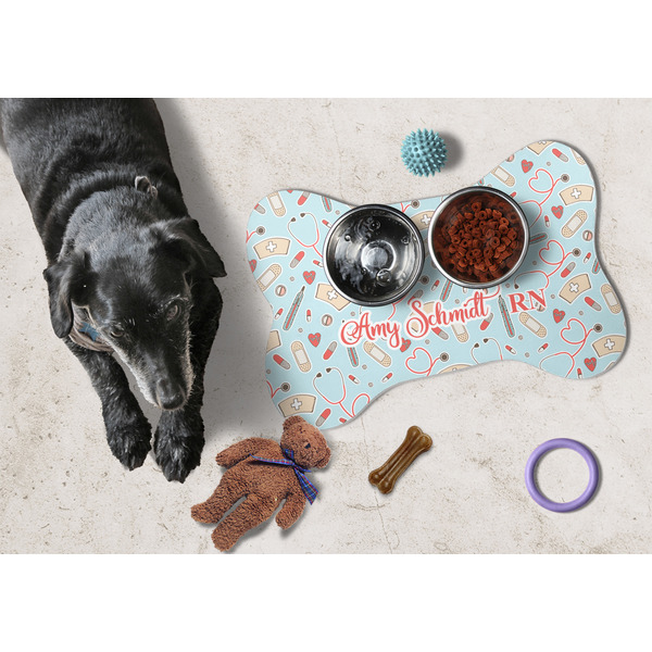 Nurse Bone Shaped Mat w/ Food & Water