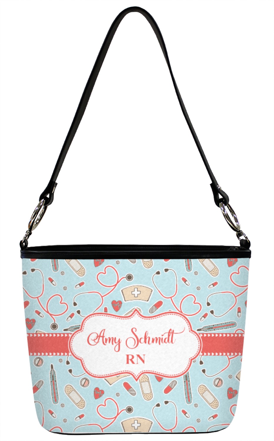 Nurse Bucket Bag w/ Genuine Leather Trim (Personalized) YouCustomizeIt