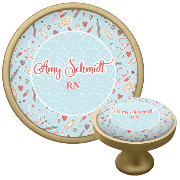 Nurse Cabinet Knob - Gold - Multi Angle