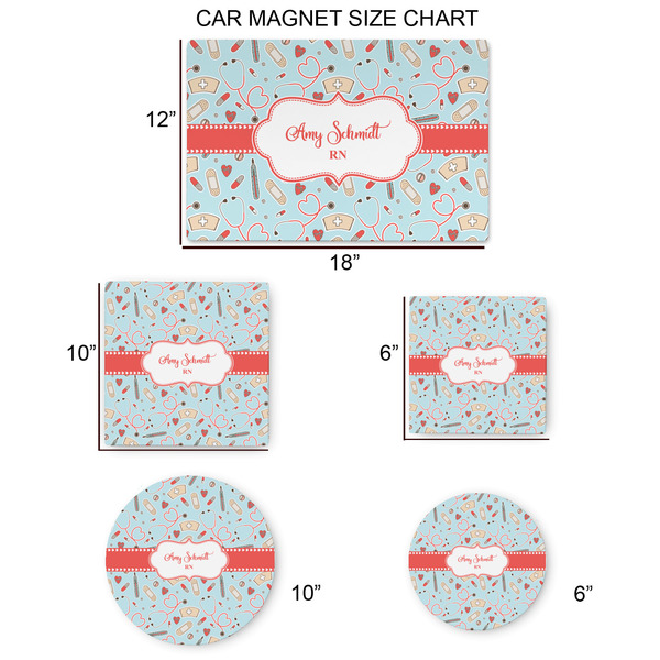 Nurse Car Magnets - SIZE CHART