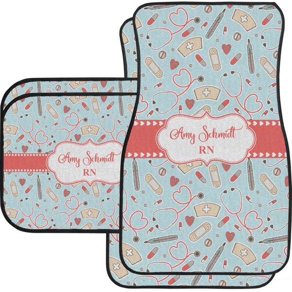 Custom Nurse Car Floor Mats Set - 2 Front & 2 Back (Personalized)