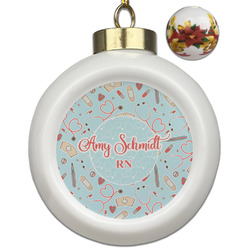 Nurse Ceramic Ball Ornaments - Poinsettia Garland (Personalized)