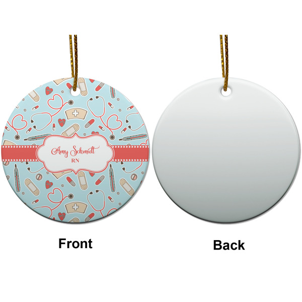 Nurse Ceramic Flat Ornament - Circle Front & Back (APPROVAL)