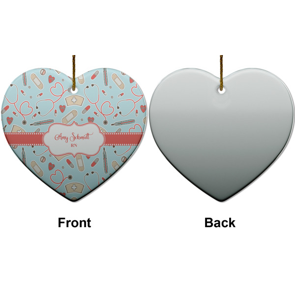 Nurse Ceramic Flat Ornament - Heart Front & Back (APPROVAL)