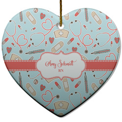 Nurse Heart Ceramic Ornament w/ Name or Text