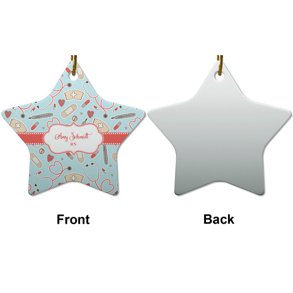 Nurse Ceramic Flat Ornament - Star Front & Back (APPROVAL)