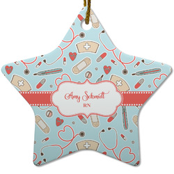Nurse Star Ceramic Ornament w/ Name or Text