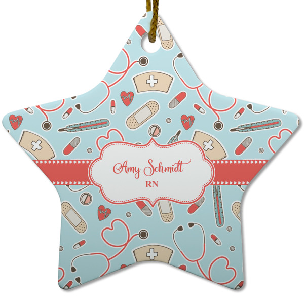 Nurse Ceramic Flat Ornament - Star (Front)
