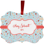 Nurse Metal Frame Ornament - Double Sided w/ Name or Text
