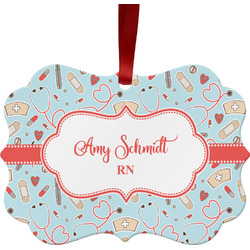 Nurse Metal Frame Ornament - Double Sided w/ Name or Text