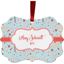 Nurse Metal Frame Ornament - Double Sided w/ Name or Text