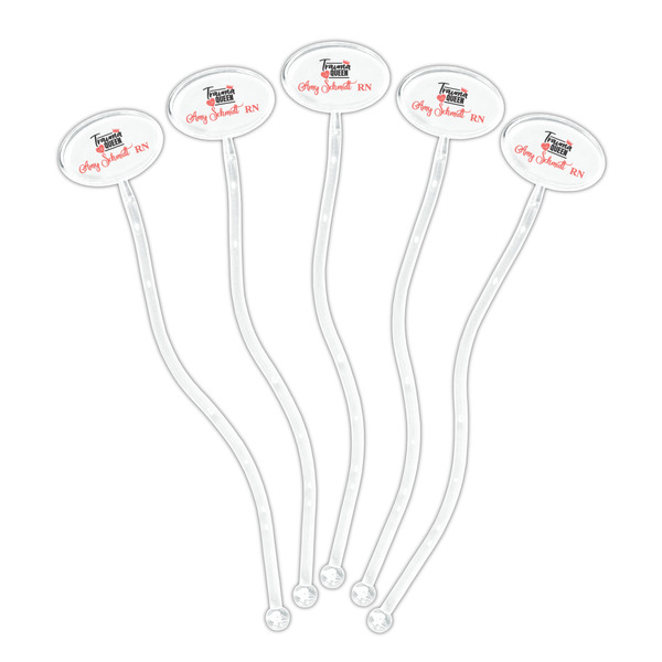 Nurse Clear Plastic 7" Stir Stick - Oval - Fan