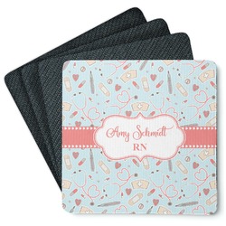 Nurse Square Rubber Backed Coasters - Set of 4 (Personalized)
