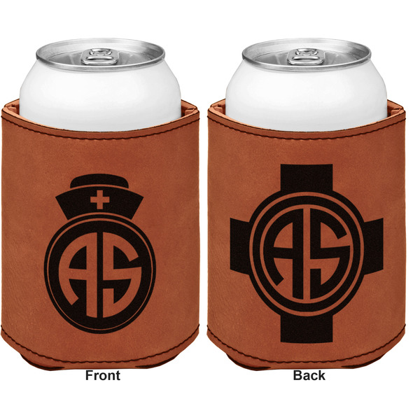 Nurse Cognac Leatherette Can Sleeve - Double Sided Front and Back