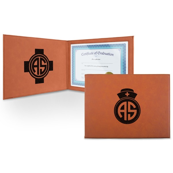 Custom Nurse Leatherette Certificate Holder - Front and Inside (Personalized)